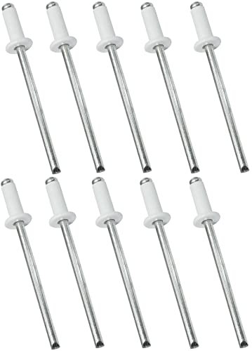 AERZETIX - C48083 - Set 10 rivetti a strappo standard Ø4x10mm - colore bianco puro RAL 9010 - DIN 7337 - rivetto a strappo con asta rompi - in acciaio/alluminio
