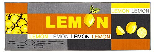 andiamo Kurzflor Läufer Lemon aus 100% Polyamid Küchenläufer mit Zitronen Muster, gelb, 50 x 70 cm