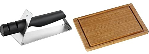 WMF Messerschärfer Gourmet Keramikscheiben 2 Stufen Vor- und Nachschleifen sichere Handhabung & Schneidebrett Tranchierbrett Bambus natur 38 x 25 cm rechteckig Handwäsche Saftrille klingenschonend