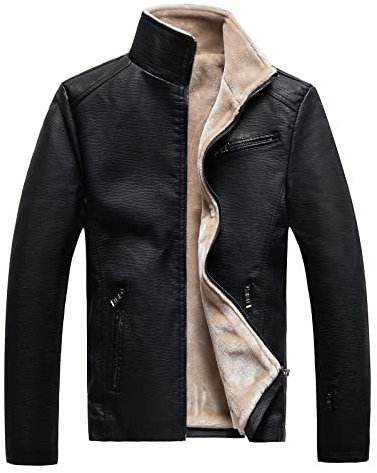 TOSHIKII Blouson Cuir Homme col Montant Blouson Cuir Homme Bombardier Moto Manteau en Faux Cuir Grande Taille