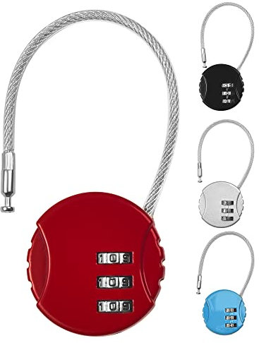 NETONDA 4PCS Candado Combinacion Taquilla de Equipaje Maleta Candado Taquilla Gimnasio Candado Viaje, Candados Pequeños de Alambre Acero Flexible, Candado Codigo Numérico 3 Dígitos Candado Pequeño