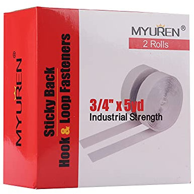 MYUREN Velcro autoadesivo 20 mm di larghezza, extra forte biadesivo con chiusura in velcro, nastro adesivo in velcro e nastro a gancio, 4,5 m, bianco
