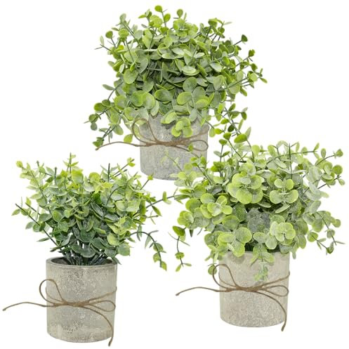 LIMITADA Planta Artificial Pequeña con Maceta, 3 Piezas Mini Plantas Falsas Decorativas para Mesa Decoracion para Hogar Oficina Jardín