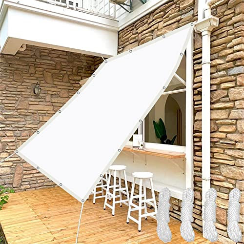 Tenda da Sole per Esterno 3 x 7 m Acqua Resistente al Vento Vela Ombreggiante Rettangolare con Fune e Occhielli per Esterno, Piscina, Bianco
