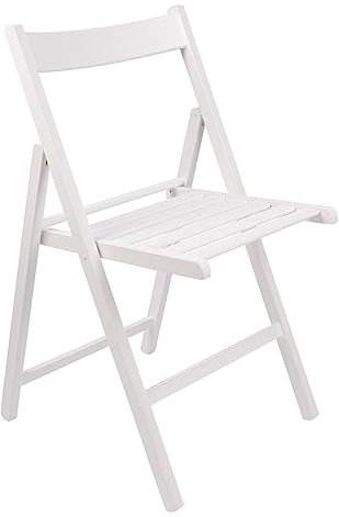 Harbour Housewares Beech Wood Folding Chair - White - 1x - Wooden Garden Chair Outdoor Seating Deck Seats Lightweight Foldable Dining Patio Furniture