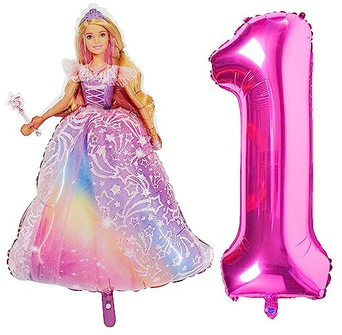 Toyland® Barbie-Folienballon-Set – 1 x 42-Zoll-Ballon in Charakterform und 1 x 40-Zoll-Zahlenballon – Partydekorationen für Kinder