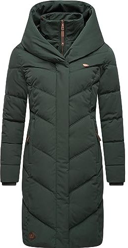 Ragwear Damen Wintermantel warmer Steppmantel lang wasserdicht mit Kapuze Natalka Intl Dark Green23 Gr. XL