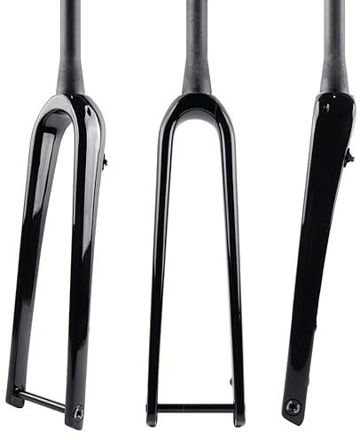 Fibra Di Carbonio Forcella Rigida Per Bici Da Corsa 700C Forcella Gravel Asse Passante 12*100mm Freno A Disco Forcella Da Bicicletta Tubo Dritto/conico 1-1/8 Forcella Anteriore ( Color : Glossy black