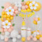 BIQIQI Geburtstagsdeko Mädchen Gänseblümchen Ballon, Deko Geburtstag Kindergeburtstag Deko mit Happy Birthday Girlande Blume Geformte Luftballons für Babyparty, Gender Reveal, Hochzeit, Geburtstag