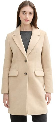 TOM TAILOR Denim Damen 1042882 Mantel mit Reverkragen, 19663-Light Camel Melange, S