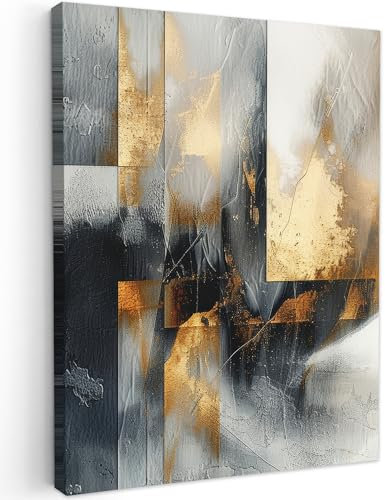 MuchoWow© Wandbilder 60x80 cm Wohnzimmer Wanddeko Schlafzimmer Zimmerdeko Wandgemälde Zimmer Deko auf Wand Dekoration Wall Art Kunst - Gold - Silber - Abstrakt