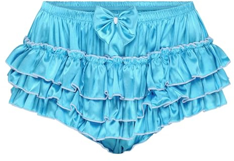 Satini Culotte Jupette Satin Volants Étagés Sissy | Toucher Soyeux, Trois Niveaux Superposés, Nœud Décoratif, Ceinture Élastique, Travestissement, Tailles S-XXL