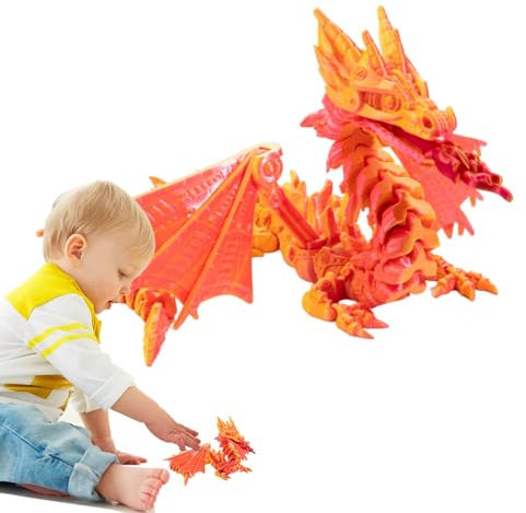 Dragon Fidget Toy - Full Articulated Dragon with Wings - Executive Desk Toy, Easter Basket Stuffers, Flexible Joints Dragon Figure for Adults