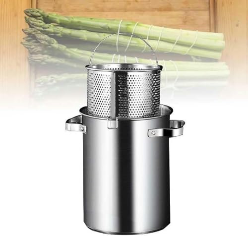 WQZStar 5L Spargeltopf, Pasta-Dampfgarer aus Edelstahl 304 mit abnehmbarem Korb, kommerzielles Kochwerkzeug für die Küche zu Hause