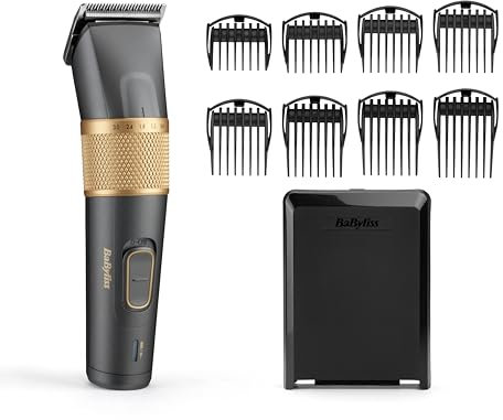 BaByliss Graphite Precision Haarschneider, 8 Kammführungen, 40 Schnittlängen, Kühl bleibende Graphit-Klinge, Lihitum-Ionen Akku, E987E