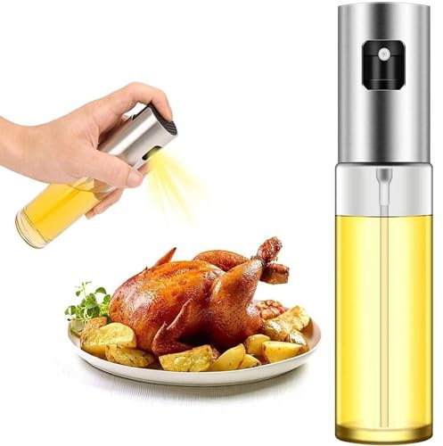 TULMERO Pulverizador de aceite para cocinar 4 en 1 botella dispensador de aceite y vinagre, botella de spray transparente de 100 ml con graduación para asar, asar, ensalada, cocinar, hornear (1)