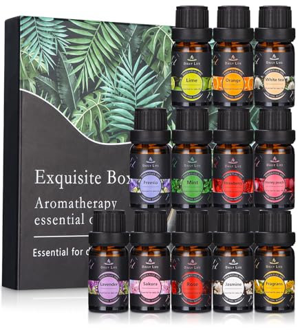 Ätherische Öle Set für Diffuser,12x10mL Essential oOils,Aromatherapie Duftöl GeschenkSet,12-Aromen, Verwendet für Diffusoren, Aromatherapie-Lampen, Luftbefeuchter, Kerzenherstellung