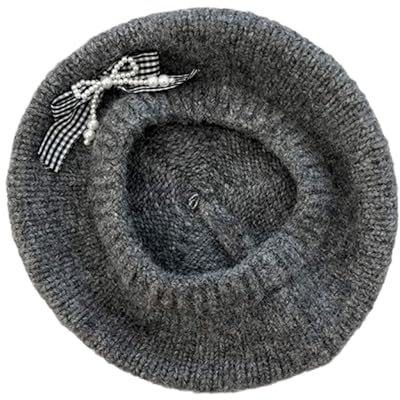 ZAYIUKI Strickmütze mit Schmetterlingsdekoration,Reise-/Strandmütze,Wintermütze,warme Baskenmütze,Damenmode-Accessoire