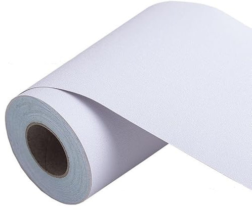 Janmobrian Plinthe Souple AutoadhéSive 5M Auto-adhésif PVC Taille Ligne Pure Couleur Papier Peint Imperméable Fond Mur Bordure Plinthe Autocollant Décalque Décoration de La Maison(White,20CM Height)