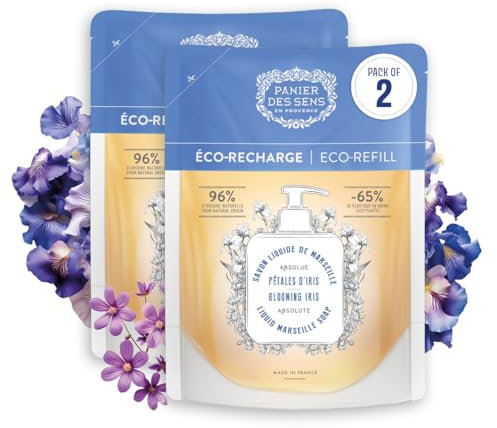 Panier des Sens – Nachfüllpack Flüssigseife Irisblüte – Französische Handseife mit pflanzlichen Ölen – 97 % natürlich – 1 L