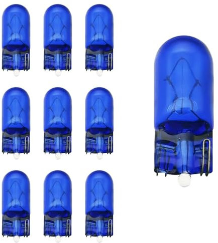 10 Stück Blau Standlicht Lampe Glassockellampe, T10 Halogen Glühbirnen Blau W5W Standlicht Kennzeichen Beleuchtung Glassockellampe Für Parklicht,, Kennzeichenbeleuchtung, Innenbeleuchtung, 12V 5W