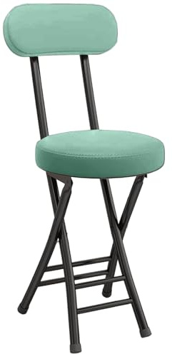 Klapphocker Faltbar 4cm Dickes Sitzkissen Aus PU-Leder Rahmen Aus Kohlefaser Klappstuhl Bis 110 Kg Hocker Klappbar für Küche, Esszimmer, Innen- und Außen(Green)
