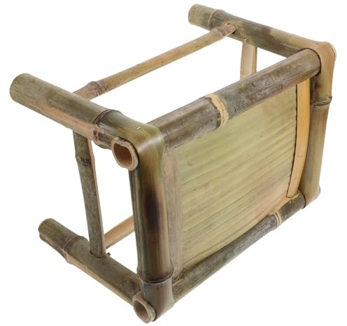 TOYZFRIENDY Traditioneller Bambus Bodenhocker mit Atmungsaktivem Material Vielseitig Nutzbar für Balkon und Garten im Klassischen Vintage Design Kleiner Hocker als Dekoration