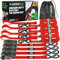 Rhino USA Ratchet Straps Tie Downs (4-Pack) - 2.5cm x 460cm (800kg Break Strength) - Ultimate Tie Down with Safety S Hooks - Premium for Trucks, Cargo, Moving, Appliances - Red