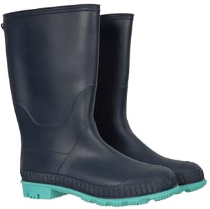 Mountain Warehouse Plain Kids Wellies - Waterproof, Soft Jersey Lined Wellington Boots with Gripped Sole for Boys & Girls - For Spring Summer, Rain, School, Outdoors Navy Kids Shoe Size 1 UK