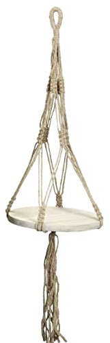 Posi Tablett Holz zum Hängen Makramee Dekohänger Schweberegal Dekoregal Holzregal Hängeregal Mobile Baumscheibe Etagere Gewürzregal Hängeinsel