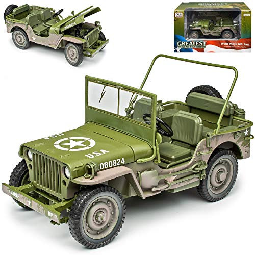 Auto world Jeep Willys 1/4 TON Army Truck Grün USA Army 2. Weltkrieg Offen 1/18 Modell Auto