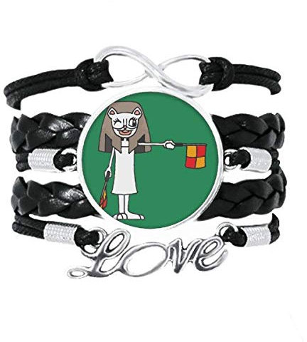 DIYthinker Handball-Schiedsrichter-Armband mit Flagge, Cartoon-Mummy-Armband, Liebeszubehör, gedrehtes Leder, Strickseil, Geschenk
