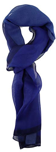 TigerTie Damen Chiffon Halstuch in royal dunkelblau mit Bordüre - Größe 160 cm x 36 cm