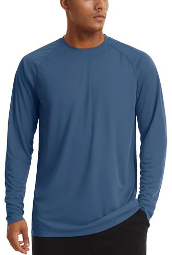 TACVASEN Herren UPF 50+ UV Sonnenschutz Langarmshirt Outdoor Langarm T-Shirt Rashguard, Indigo, 3XL