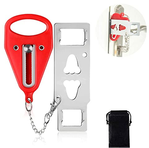 1Pcs Travel Door Security Locks Home Security Portable Lock Perfect for Home Hotel Apartment School Security Personal Protection LocksTop Door Blocker Door Blocker Travel Hotel(Red)