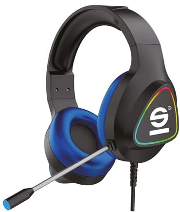 Celly, Cuffie con Filo Hazard Linea Sparco, Cuffie Over Ear Gaming, con Padiglioni Morbidi, Archetto Imbottito e Microfono Regolabili, Alta Qualità Audio, Controllo da Remoto, Luci RGB, Plug&Play