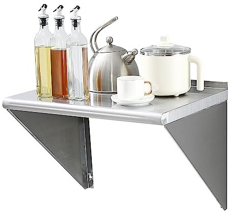 VEVOR Gewürzregal Wandregal 610 x 457 x 63 mm, Hängendes Küchenregal mit Stützrahmen, Schweberegal Edelstahl 136 kg Belastbar, Regalbrett Wandboard Gewürzregal für Küchen, Restaurants, Hotels usw.