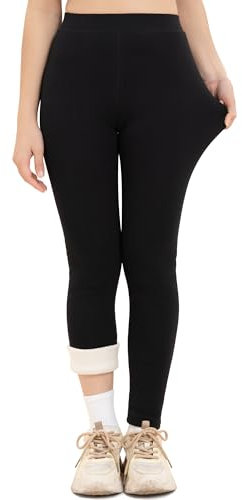 tanzdunsje Thermo Mädchen Leggings- gefütterte Leggings mädchen Dick Gefüttert Hosen Warme Winter Größe 110-170,schwarz 130