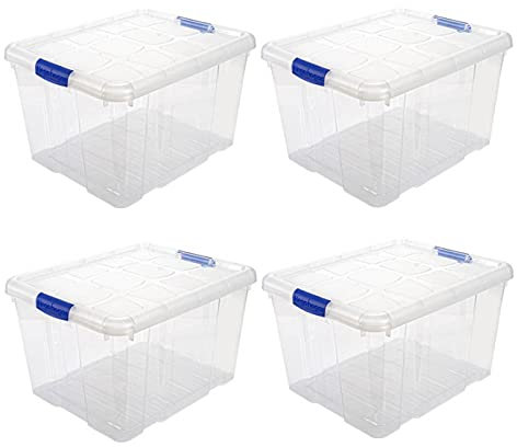 Acan Tradineur - Pack de 4 Cajas de Almacenamiento - Fabricado en plástico - Contenedor para almacenar Juguetes, Libros, Ropa, Mantas - N.º 2-25,5 x 41,5 x 35 cm - 25 litros
