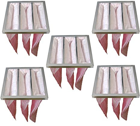 vhbw 5x Filtros de bolsa reemplaza Nilan F003995 para sistemas aire acondicionado y ventilación - Filtro F7, 28,7 x 28,7 x 36 cm rosa