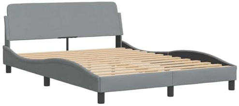 vidaXL Bettgestell Dover, Polsterbett Bett, Bettrahmen mit Lattenrost für Schlafzimmer, Schlafzimmerbett Doppelbett, Hellgrau 140x200cm Stoff