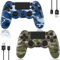 2 Pack Wireless PS4 Controller for PlayStation 4/Slim/Pro with 1000mah Battery/Dual Vibration/Audio Jack/6-axis Motion Sensor(Camouflage Green and Camouflage Blue)