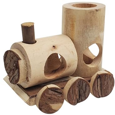 Dehner Lieblinge Nagerhaus Lokomotive, Schlafhaus für Zwergkaninchen/Nager, ca. 16.5 x 14.5 x 12 cm, aus FSC®-zertifizierter Kiefer/Tanne, Natur