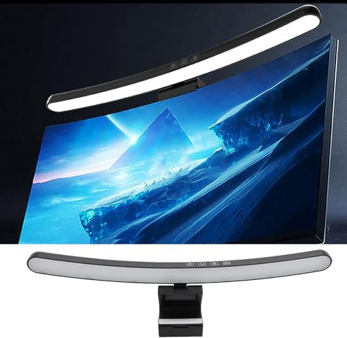 Zunate Curved Monitor Light Bar with Wireless Remote,Computer Monitor Lamp with Auto Dimming and Camera Base,Eye Caring LED Dimmable Screen Light Bar,No Screen Glare,for Home and Office