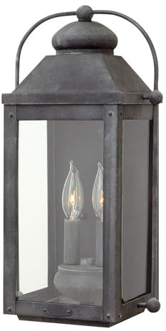 Licht-Erlebnisse Außenwandleuchte Aluminium Glas IP44 45,1 cm hoch 2x E14 Vintage Wandlampe aussen Terrassenlampe Hausbeleuchtung außen