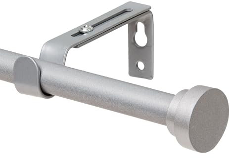 Teleskop-Gardinenstange (Silber) mit Edelstahl-Beschlagset, 67-147cm,Geeignet für Bad, Schlafzimmer, Arbeitszimmer Fenster