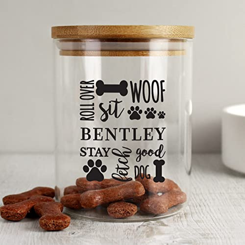 Custom Dog Treats Glass Jar with Bamboo Lid - For Pets & Pet Lovers