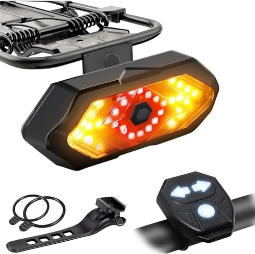 EBUYFIRE Feu Arrière Vélo avec Clignotants et Télécommande,5 Modes,IPX4 | Feu Arriere Velo USB Rechargeable, Klaxon Intégré,Facile à Installer,Longue Durée Batterie,Montage Universel pour Guidon