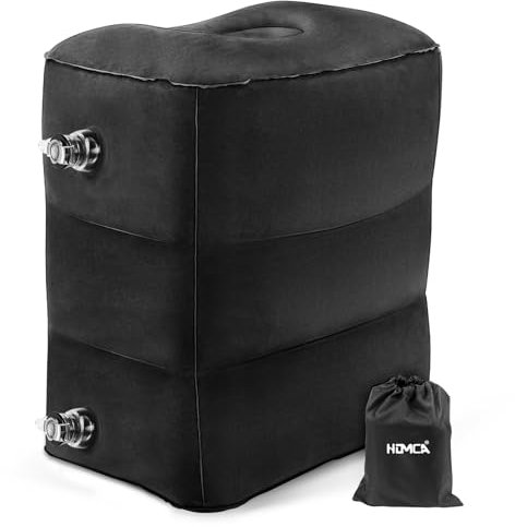 HOMCA Repose Pieds Gonflable, Voyage Oreiller Repose Pieds Coussin D'avion Oreiller Jambe Repose Pied Repose Pieds Pour Dormir Sur La Voiture, Vol, Train Rapide, Noir, 1 Paquet