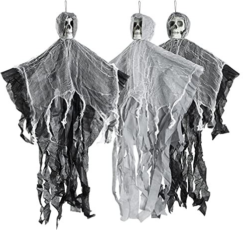 THE TWIDDLERS 3 Hängende Gruselige Skelette, 90cm - Halloween Party Dekoration für Drinnen & Draußen - Robust & Wiederverwendbar